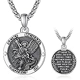 ADMETUS 925 Sterling Silver Patron Saint Medals Amulet Necklace Protection Jewelry for Men with 2.5mm 22"+2" Round Box Chain