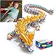 Meet Gladness 30 in 3D Printed Dragon, 30inch Dragon，3D Dragon Toy,Large Dragon Present,Ariculated Crystal Dragon(Gold Rainbow)