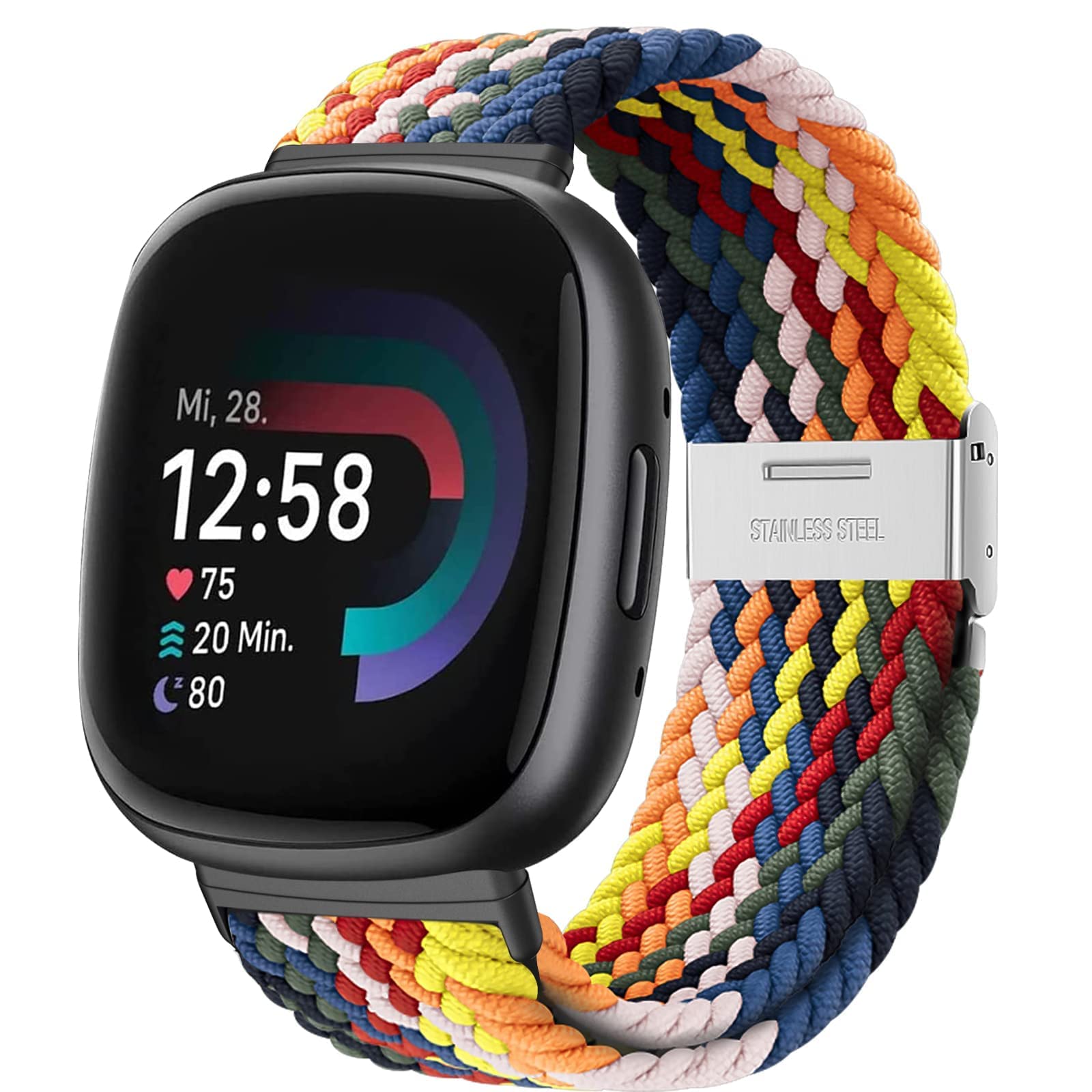 YASPARK Compatible with Fitbit Versa 4/3/Sense 2/1, Soft Elastic Nylon Sport Replacement Band for Fitbit Versa 4/3, Sense 2/1 — image 1