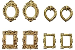 8Pcs Mini Vintage Frames,Vintage Resin Picture Frames for Dollhouse Decor or Creative Diy Projects Photo Props,Home Decor & D