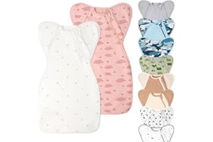 Knirose Swaddle Blanket Sleep Sack with Arms Up Design 2 Packs, Hands Up Sleeping Sack 3-Way Transitions to Arms-Free Wearable Sleeping Bag for Newborn Baby Boys Girls Snug Fit Calms Startle Reflex