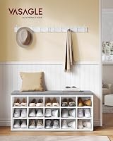 VASAGLE Shoe Bench Storage Bench 15 Compartments 30 x 105 x 48 cm Cloud White view 2