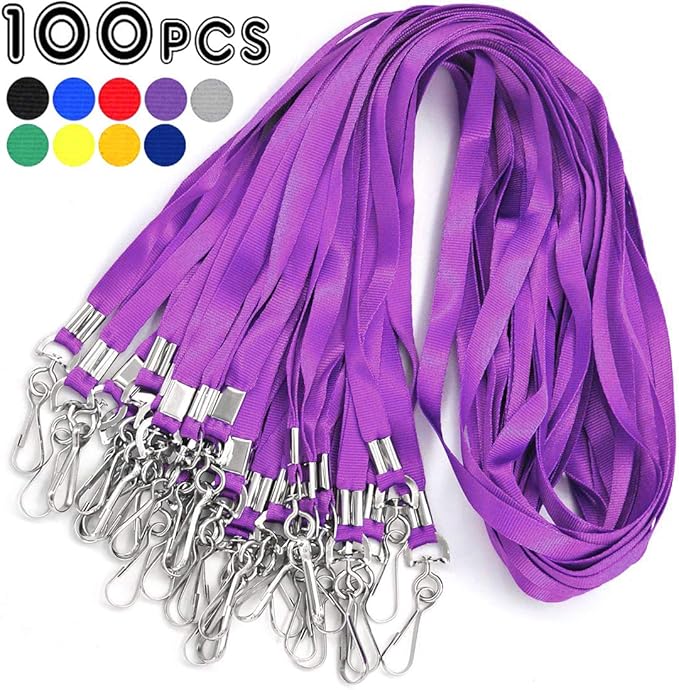 Lanyards for Id Badges 100 Pack 36" Premium Bulk Flat Lanyard ID Badge