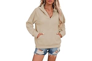 SHEWIN Womens Hoodies Casual Quarter Zip Pullover Hoodie Fleece Oversized Sweatshirt Fall Outfits for Women 2025