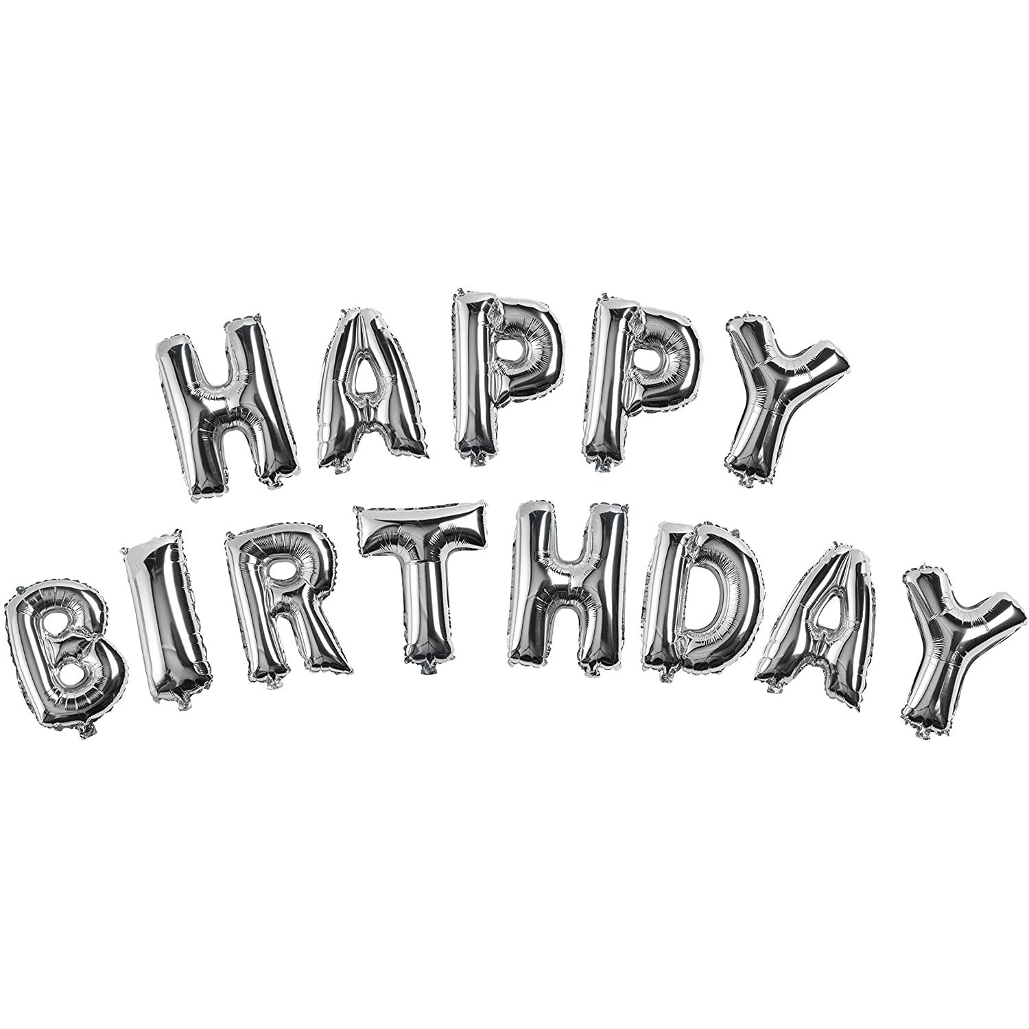 TRIXES Silver HAPPY BIRTHDAY Balloon Letters