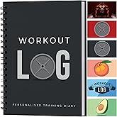 Fitness Logbook - Workout Planner - A5 Size, 15x20 cm, Charcoal Grey - Improved Thicker Cover - Training Diary - Goal Setting