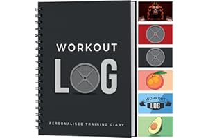 Fitness Logbook - Workout Planner - A5 Size, 15x20 cm, Charcoal Grey - Improved Thicker Cover - Training Diary - Goal Setting