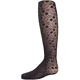 MeMoi Sweet Blossoms Sheer Tights for Girls, Ultra Soft and Lightweight Floral Lace Girls Tights - Sizes 2-14
