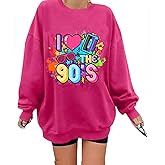 AMWIPE Women 90's Oversized Sweatshirt 90s Outfit Shirt I Love The 90S Tshirt for Girls Birthday Party Long Sleeve Tops