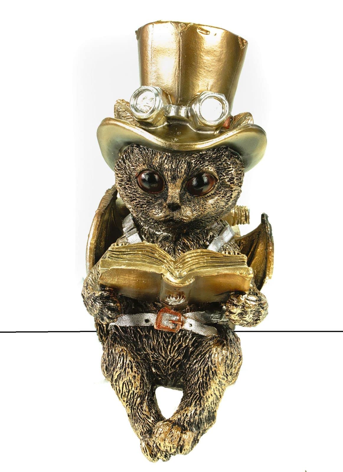 VOGLER Joh. Vogler GmbH Steampunk Cat with Cylinder Edge Stool Figure 16 cm Steam Punk Cat Retro