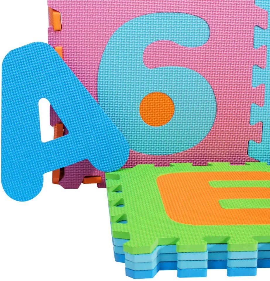 Kangler Kids Foam Puzzle Play Mat (36-Piece Set) 12X12 Inches Interlocking Floor Tiles with Alphabet and Numbers: Toys & Games