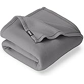 Bare Home Polar Fleece Blanket - Extra Long - Grey - Warm & Cozy - Premium Fleece Throw for Bed, Sofa, Camping, Travel and Cold Nights - Lightweight Blanket (Twin/Twin XL, Grey)