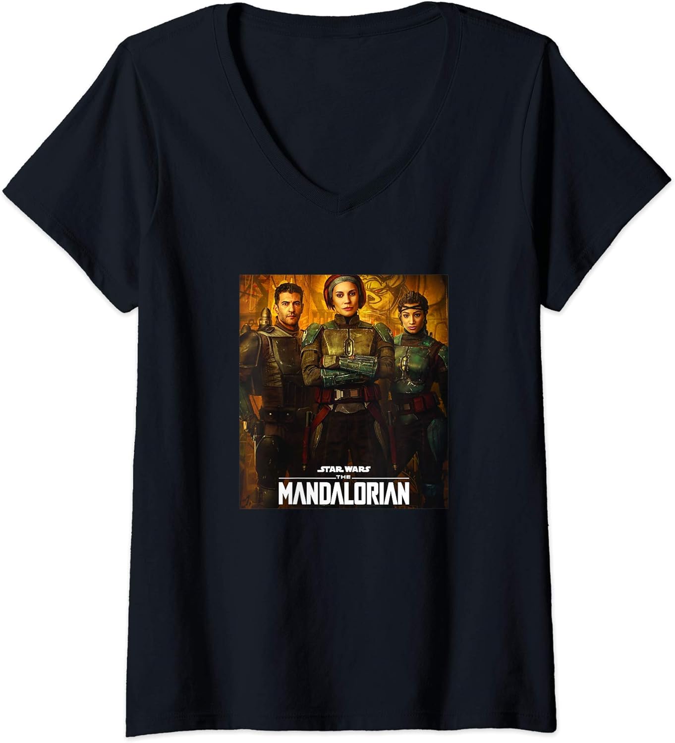 Womens Star Wars: The Mandalorian Season 2 Bo-Katan Group Poster V-Neck T-Shirt: Amazon.co.uk 