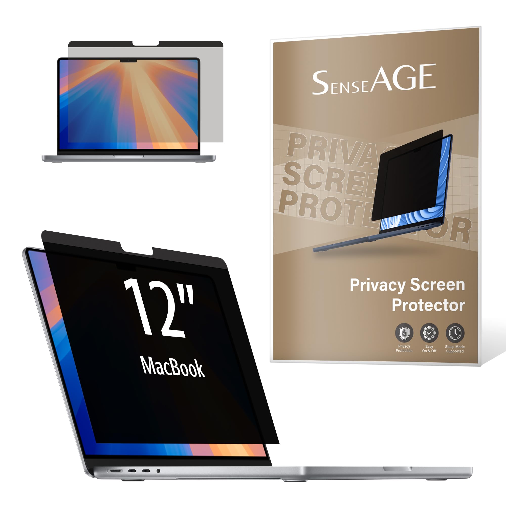 SenseAGE Magnetic Privacy Screen Filter for MacBook 12 Inch, Anti-Blue Light Glare Screen Protector, Laptop Privacy Filter, Compatible with MacBook 12 inch (A1534)
