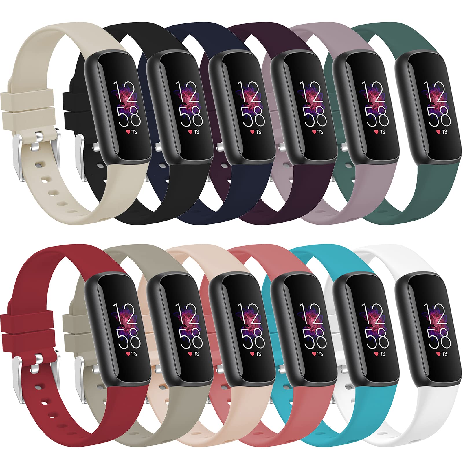 TopPerfekt Straps Compatible with Fitbit Luxe, Women Men Large Small Size Soft Silicone Replacement Sport Wristband Thin Strap Accessories for Fitbit Luxe Fitness and Wellness Tracker in 2021
