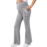 PACBREEZE Women's Maternity Flare Pants, Lounge Casual Pajamas Pants, Stretchy Bootcut Pregnancy Pants, S-XXL