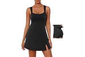Desol Tennis Dress for Women with Built in Shorts Adjustable Straps Athletic Dresses Active Workout Dress with Pockets