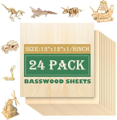 Basswood Sheets 24-Pack 12x12 1/8" Thick 1