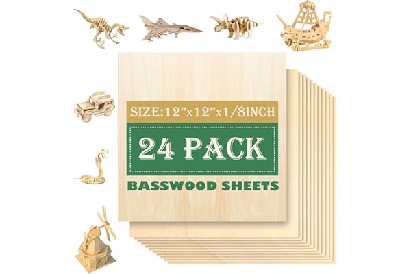 Basswood Sheets 24-Pack 12x12 1/8" Thick 1