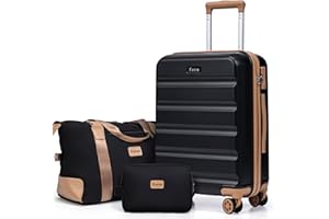 Eeeza Luggage Sets 3 Piece,Suitcases with Wheels,Carry On Luggage Set,ABS Hard Case Luggage with TSA Lock Spinner Wheels(3 Piece Sets,Black(20"/DB/TB))