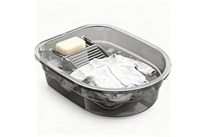 VEMJO All-in-One Plastic Washboard Basin - Washboard for Hand Washing Clothes & Lavadero para Lavar Ropa a Mano, Ideal for Small Delicates & Efficient Laundry