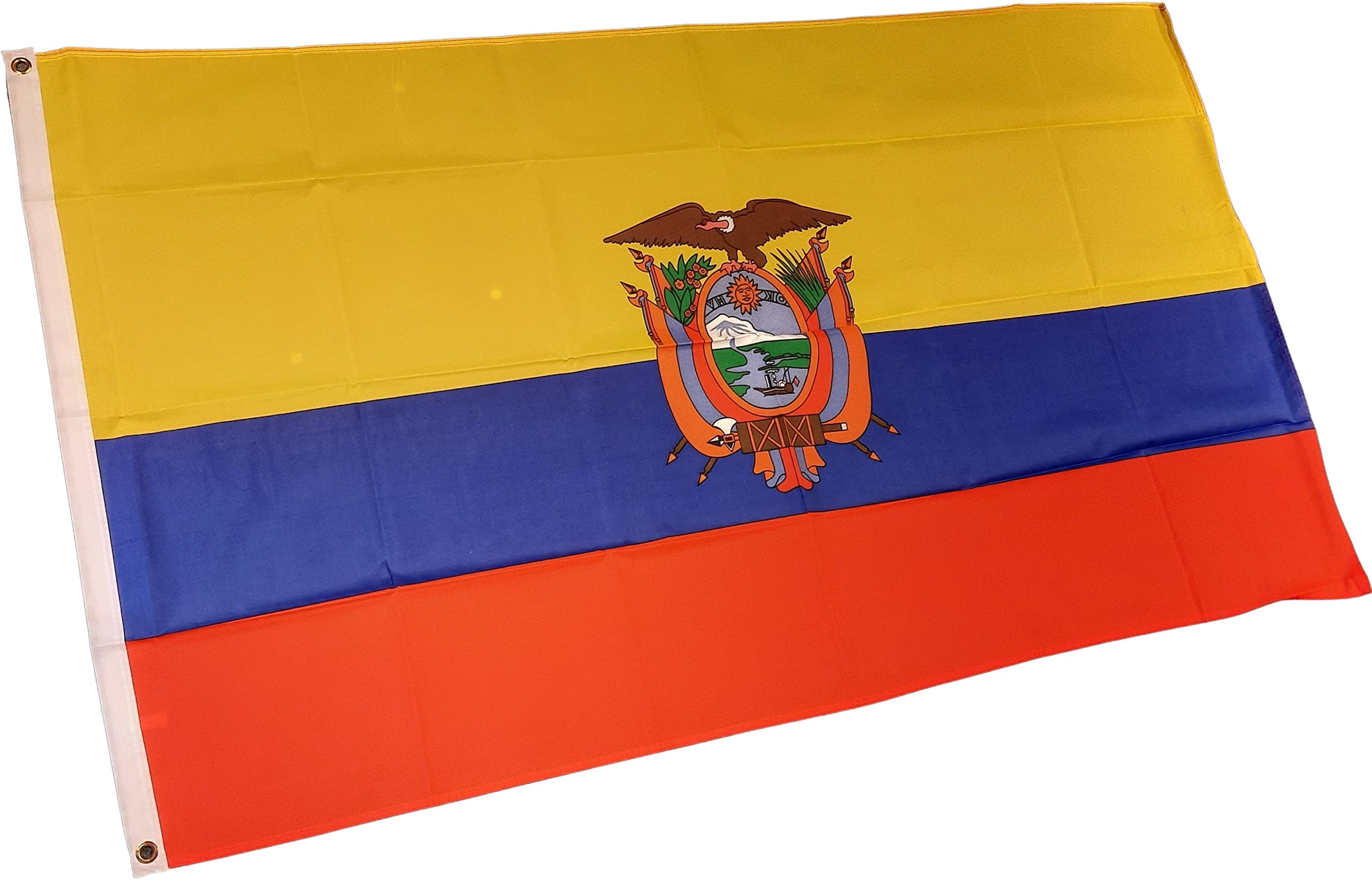 NWFlags Ecuador Flag 5ft x 3ft 75d Premium Polyester Suitable For Flagpoles | Strong Polyester 5x3 foot material flag with Eyelets
