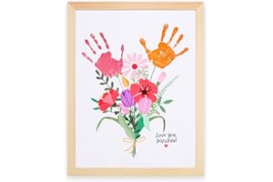 Diy Flower Bouquet Kit of Handprint, Gifts for Mom from Daughter or Son, Personalized Baby Handprint Kit of Flower Bouquet, B