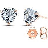 3.25 Carat 14k Solid Rose Gold Divinity Aquamarine Stud Earrings