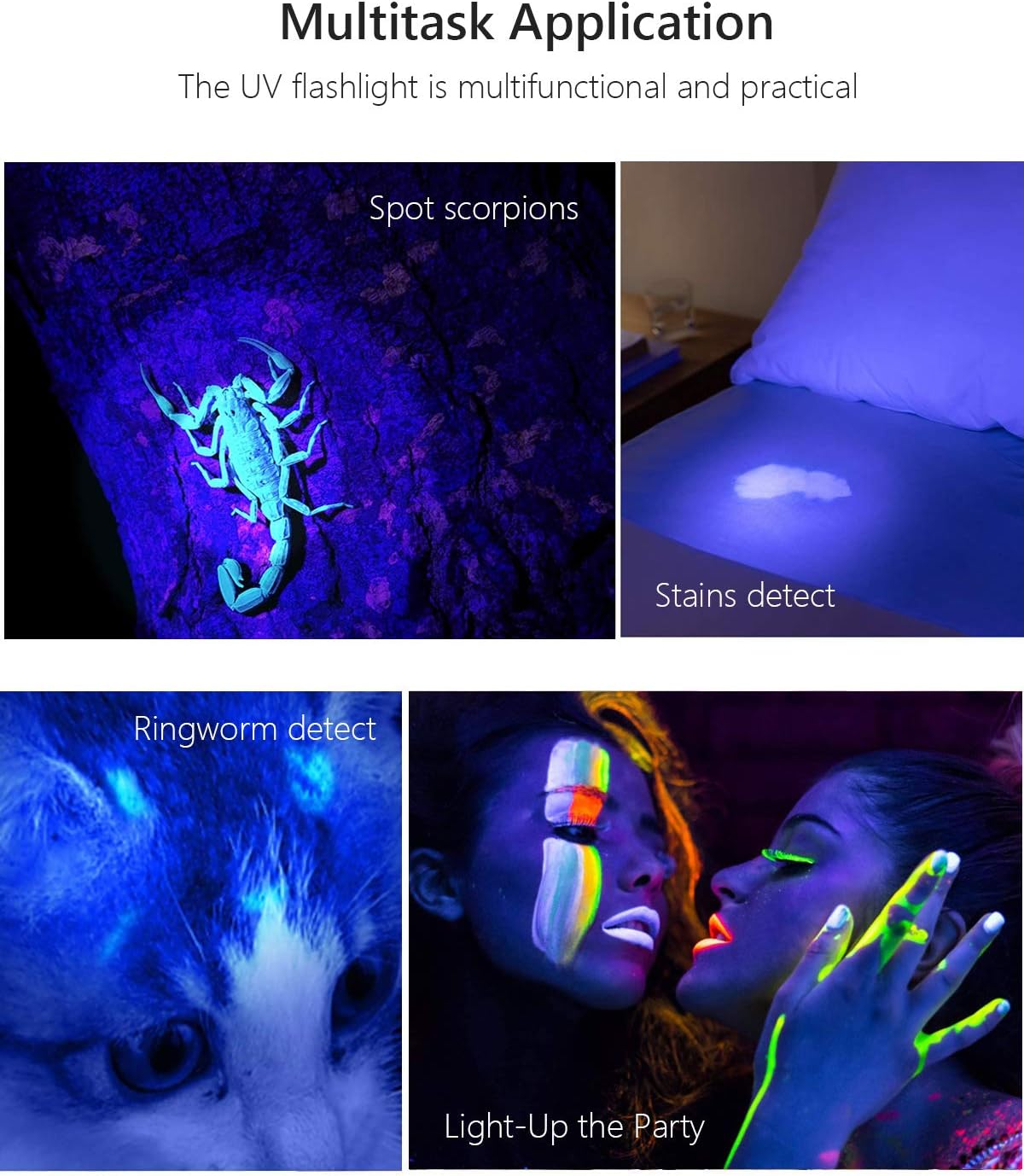MXLEGNT UV Black Light Flashlight 2 Pack, LED UV Torch Mini Blacklight Ultraviolet Pen Lights for Leak and Hotel Inspection - Pet Urine, Bed Bug, Scorpion, Stain, and Dye Detector: Pet Supplies