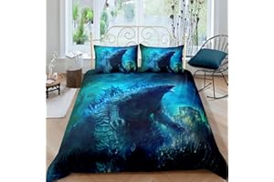 sonicpony Dinosaur Duvet Cover Set Twin Comforter Cover Bedding Set 3D for Men Kids Microfiber 1 Piece Duvet Cover with Zipper Closure 2 Pieces Pillow Shames No Comforter (Dino26, Twin)