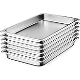 ZeroPone 6 Pack Hotel Pans Full Size 2.5" Deep Stainless Steel Steam Table Pan, 20.8" L x 12.8" W 22 Gauge Metal Commercial Catering Food Pans Anti Jam Food Storage Containers