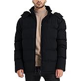 BEST SOUTH Men's Hooded Winter Puffer Jacket Fleece Warm Bubble Coat Outerwear Cold Weather
