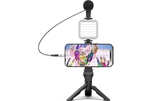 SLIDE INNOVATIONS Slide Vlogging Kit w/Light & Microphone | Pro Grip w/LED Lights & Mic Studio Bundle | Professional Grip, Mini Portable Tripod for Vlogging, TikTok, Twitch, YouTube Videos | Use w/Phones, Cameras