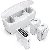 FIFINE Wireless Lavalier Microphone System, Lapel Dual Microphones Clip-on for Video Recording, Vlog, Interview, Podcast Mic Kit Compatible for iPhone, Camera, Smartphone, 30H Battery Life-M9 White