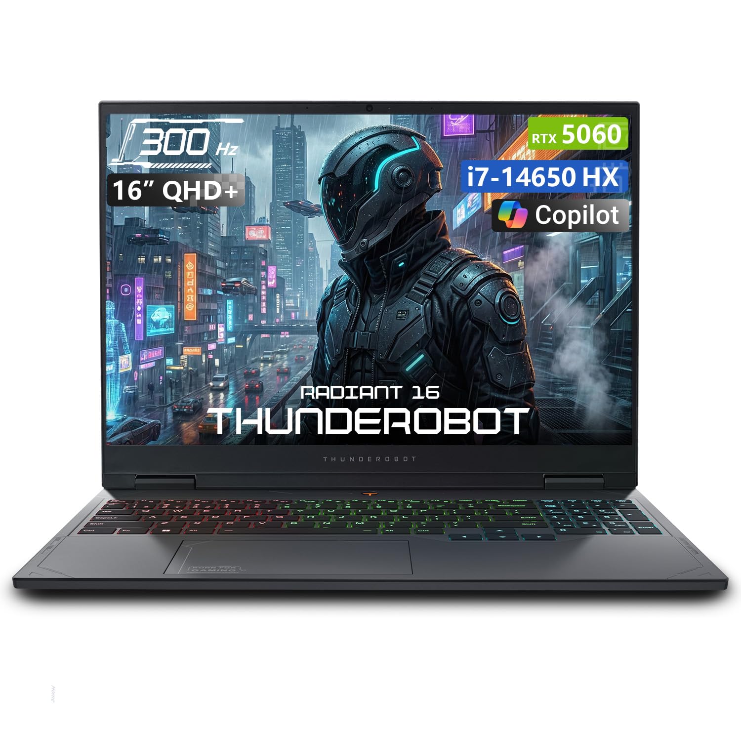 Thunderobot Radiant 16 16" Gaming Laptop, QHD+ 2.5K 300Hz Screen, GeForce RTX 5060, Core i7-14650HX, 32GB DDR5, 1TB SSD, RGB Backlit Keyboard, Wi-Fi 6, Windows 11 Home