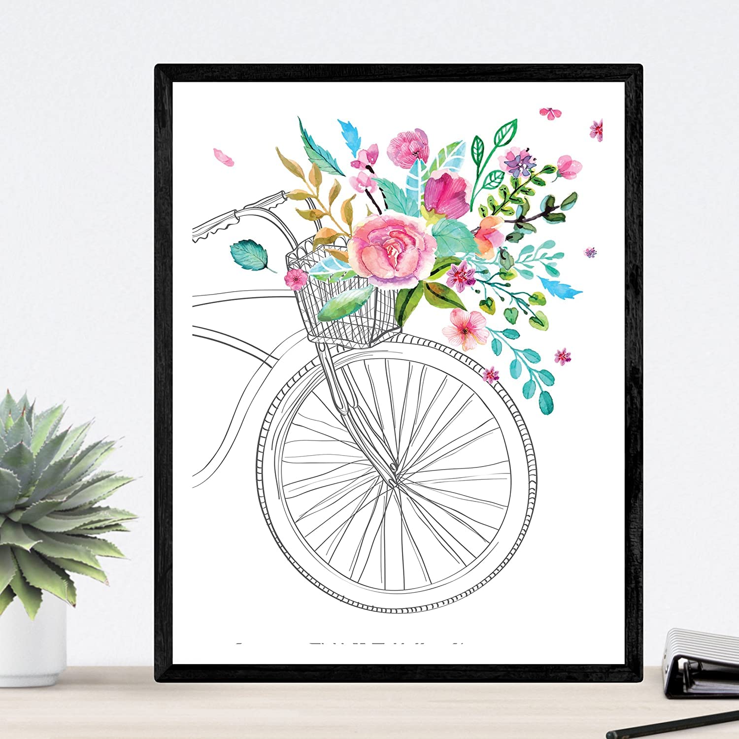 Nacnic 'Bike in Spring Poster. Nordic Style Wall Decoration with Nature motifs. Beautifully designed posters for your home, shop, office. Size A3. โ image 1