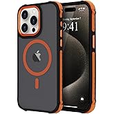 LLZ.COQUE Magnetic for iPhone 15 Pro Max Case, Compatible with Magsafe, Bumper Protective Cover, Slim Shockproof Anti-Scratch Translucent Matte Men Women Phone Case for iPhone 15 Pro Max 6.7", Orange