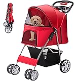 Pet Stroller 4 Wheels Dog Cat Stroller for Medium