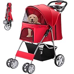 Pet Stroller 4 Wheels Dog Cat Stroller for Medium