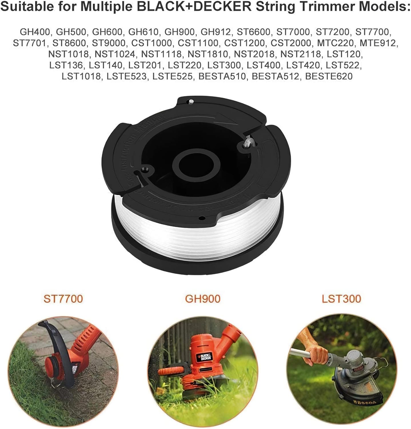 Eventronic Line String Trimmer Replacement Spool, 30ft 0.065" Autofeed Replacement Spools for Black+Decker String Trimmers (12-Line Spool + 1 Cap+1 Spring) : Garden & Outdoor