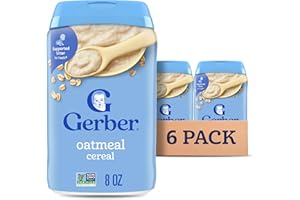 Gerber Baby Cereal 1st Foods, Grain & Grow, Oatmeal, 8 Ounce (Pack of 6)