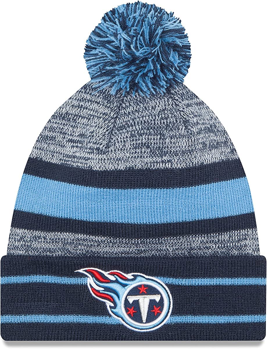 New Era Unisex-Adult NFL Official Sport Knit Classic Cuffed Knit Pom Beanie Hat (Tennessee Titans) Image