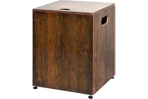 ASBIKDON Propane Tank Cover Table, 20 LB Propane Tank Hideaway Table with Side Handles, 16 Inch Propane Tank Holder with Adjustable Foot Pads, Outdoor Propane Tank Cover Patio Gas Tank Holder-Wood Grain