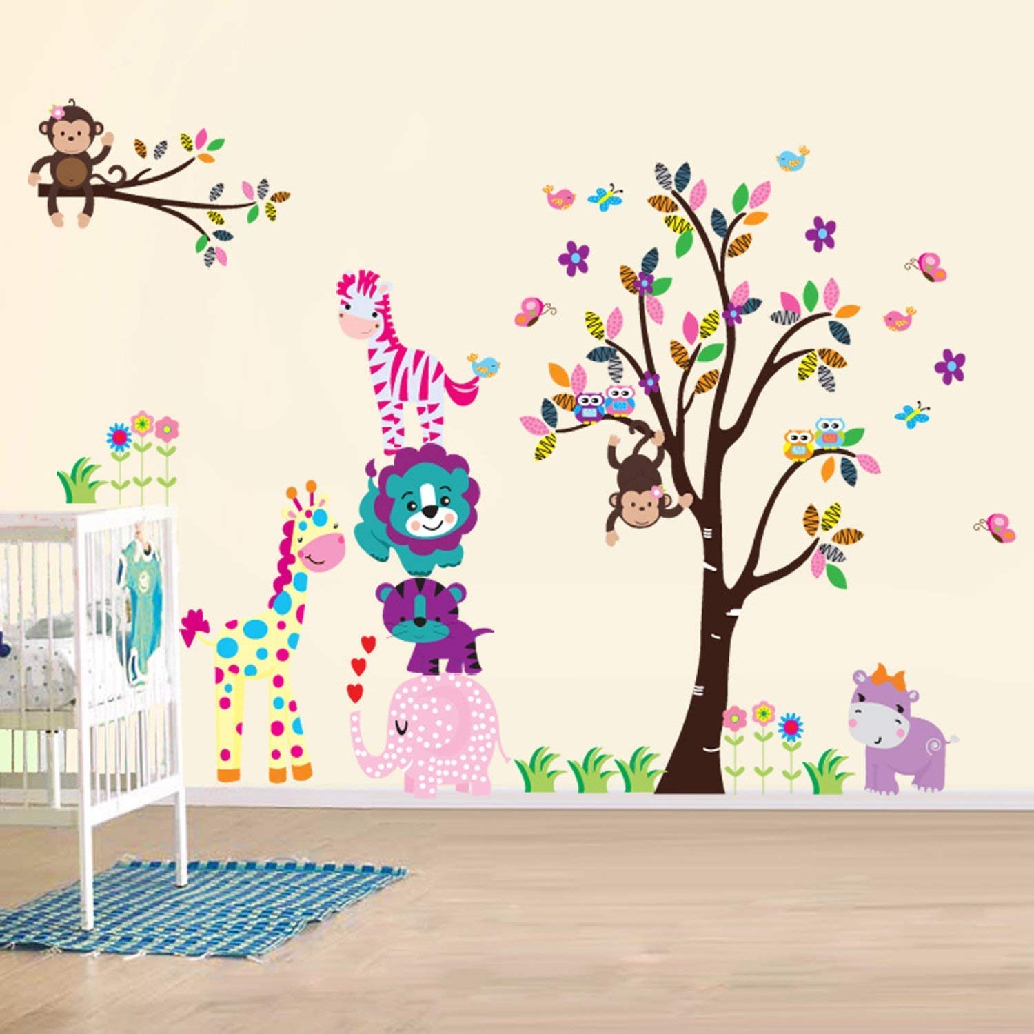 WALPLUS Removable Wall Stickers for Kids Nursery, Bedroom Decor, Playroom Animals, Princess & More