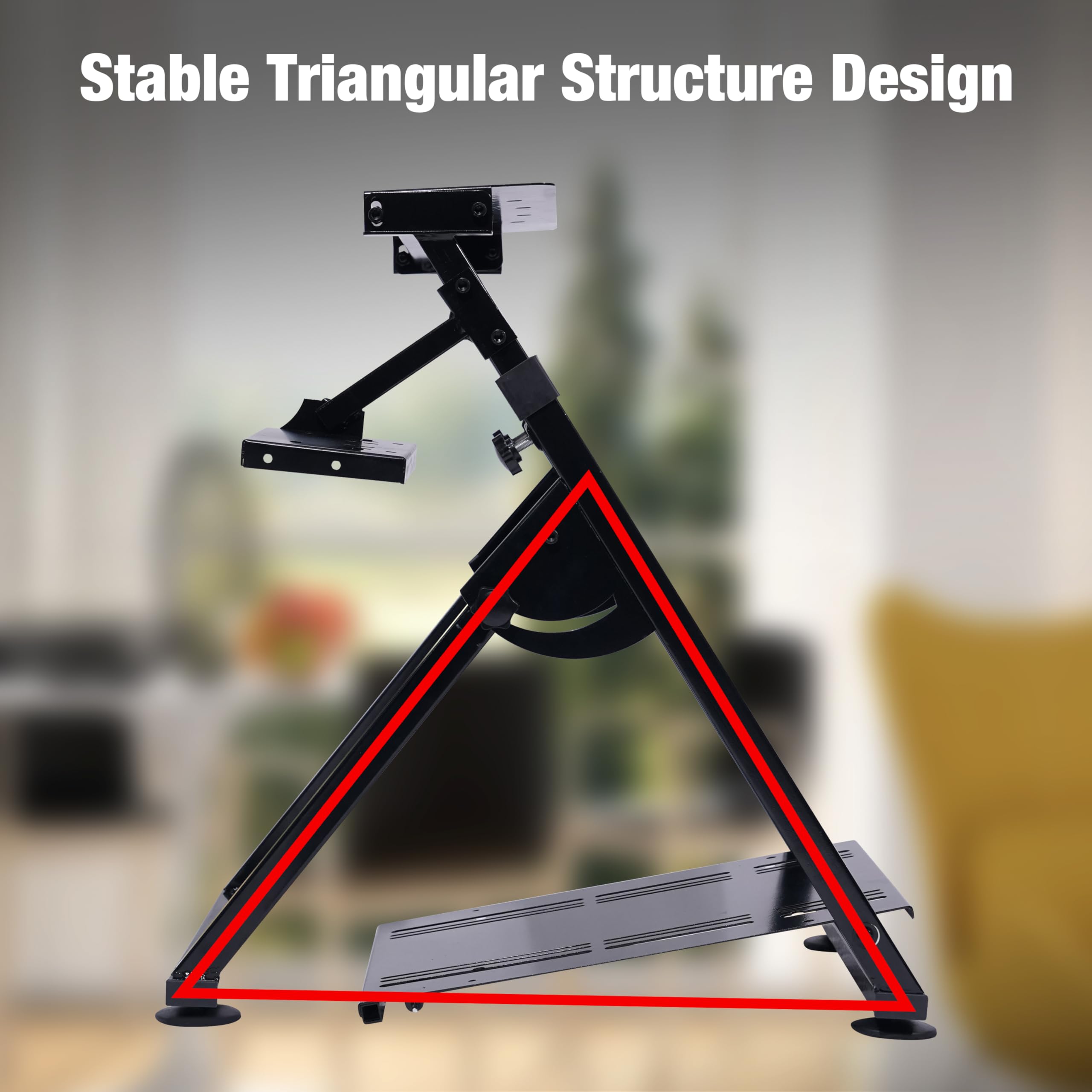 PLLOVOR racing wheel stand Foldable with Triangular Base, Adjustable Height and Angle, Handbrake Compatible for Logitech G27 G29 G920 G923, Thrustmaster T300 T248, Fanatec Racing Simulator Cockpit