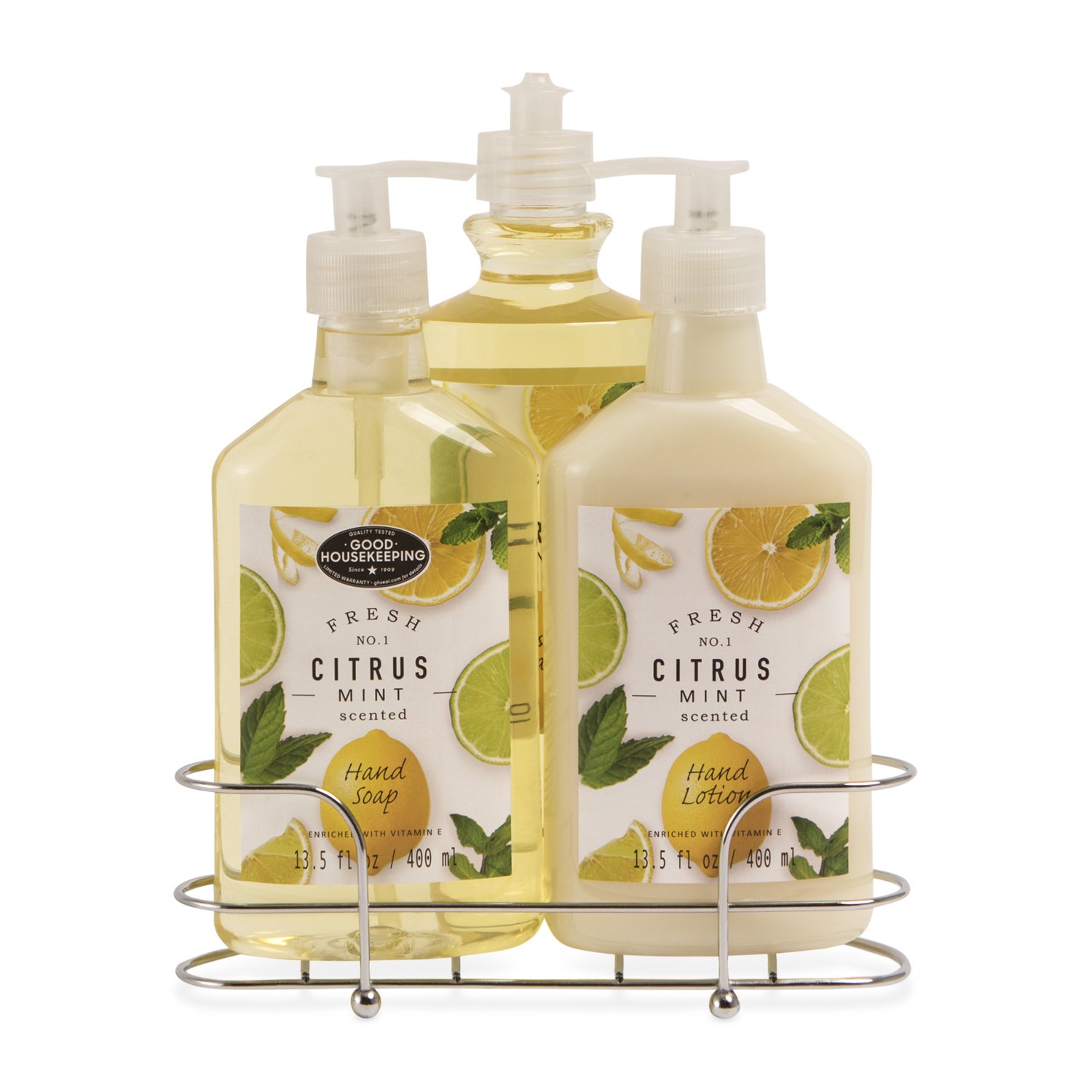 Set of 3 Sienna Hills Foaming Hand Soap and Lotion Caddy Pump Dispensers Bottles
