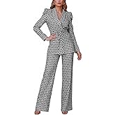 SheKiss Casual Pantsuits for Women Dressy Two Piece Business Set Oversized Blazer Professional Clothes