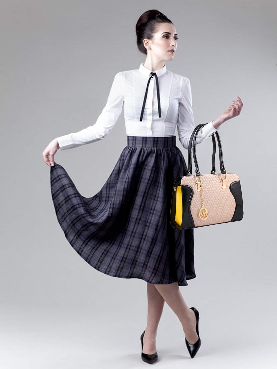 women marks women's handbag and wallet (black&, cream combo of 2)