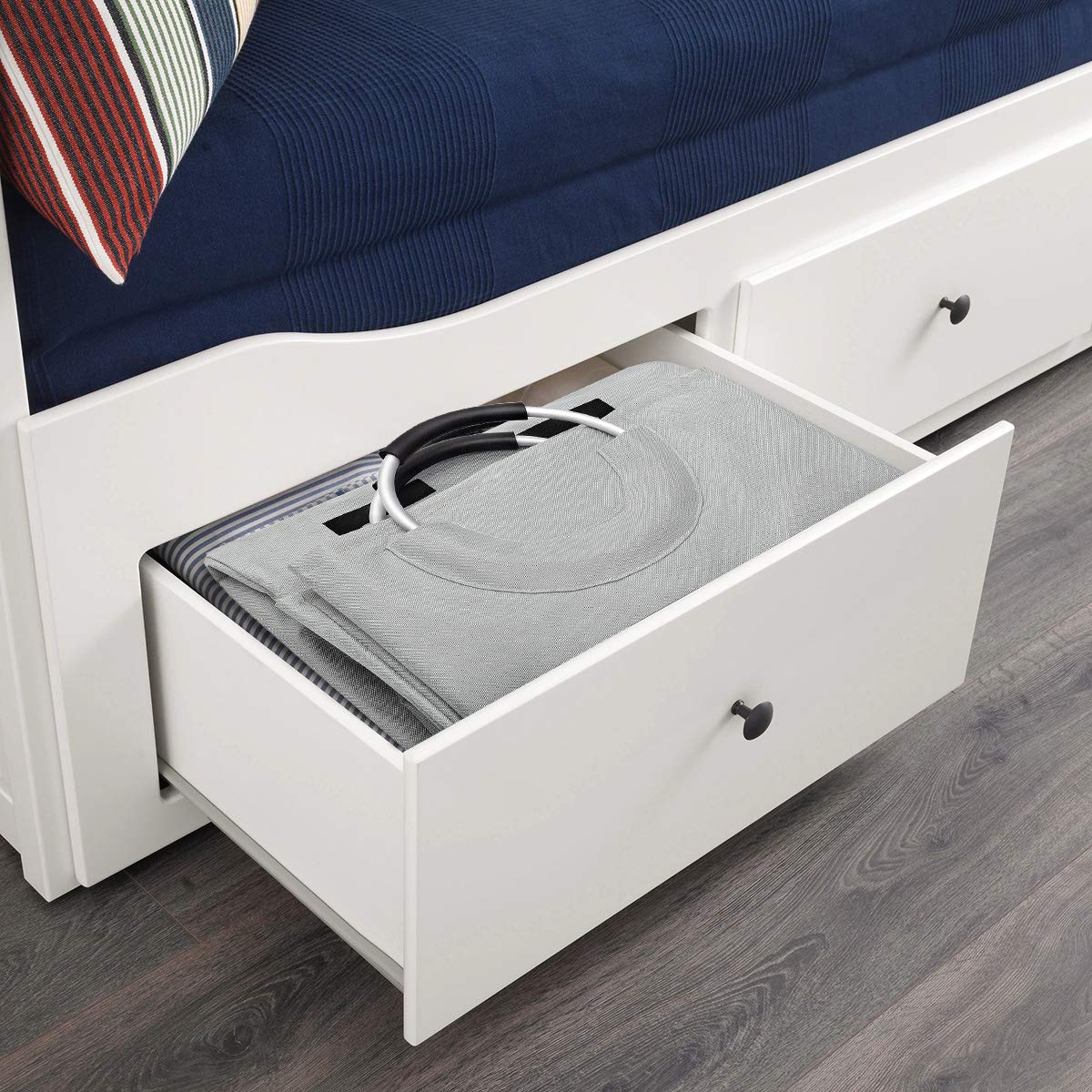 WISHPOOL Double Large Foldable Laundry Hamper Divided Handy Stand Collapsible Laundry Basket Waterproof Bag Bin Organizer Storage Corner with Handles (Dark Grey) …