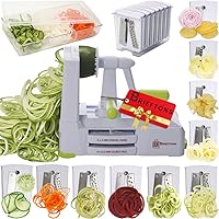 Brieftons 10-Blade Vegetable Spiralizer: Strongest-Heaviest Duty Spiral Slicer, Best Veggie Pasta Spaghetti Maker for Low Car